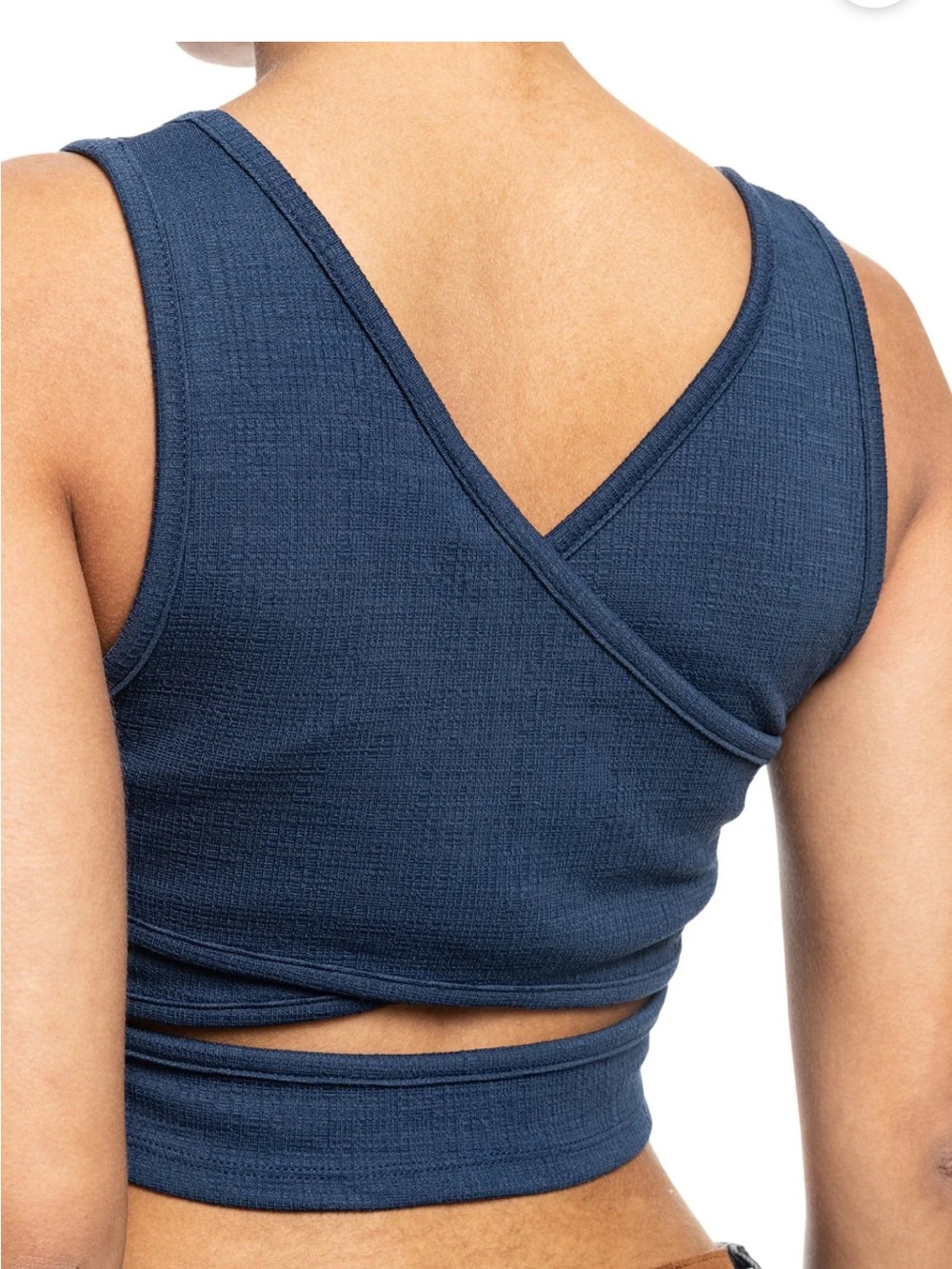 Roxy Good Keepsake Cropped Tank Top with Cross Over Back in Mood Indigo